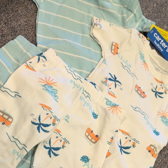 Carter's Aqua and Cream Pajama Set with Tropical Print - Picture 3 of 3
